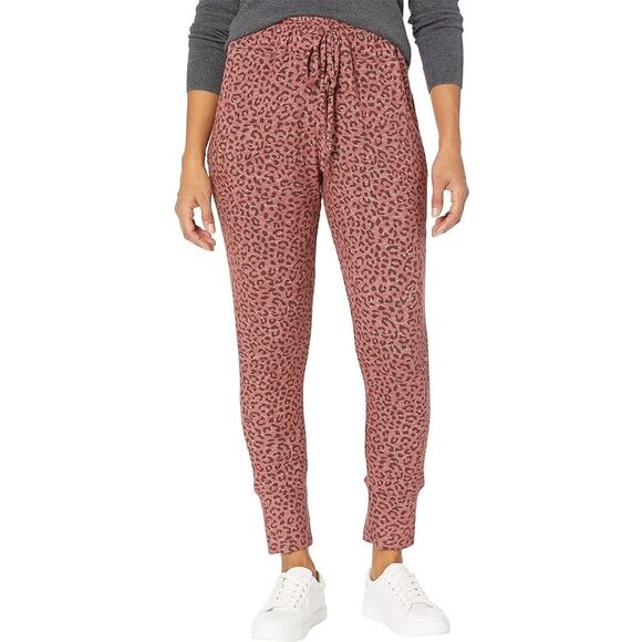 Bobeau Women's Pull On Cozy Jogger Lounge Pants 1X Withered Rose Leopard NWT - Picture 1 of 5